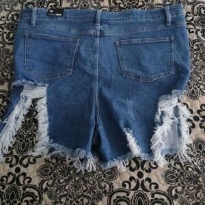 Blue Denim Distressed Women Shorts